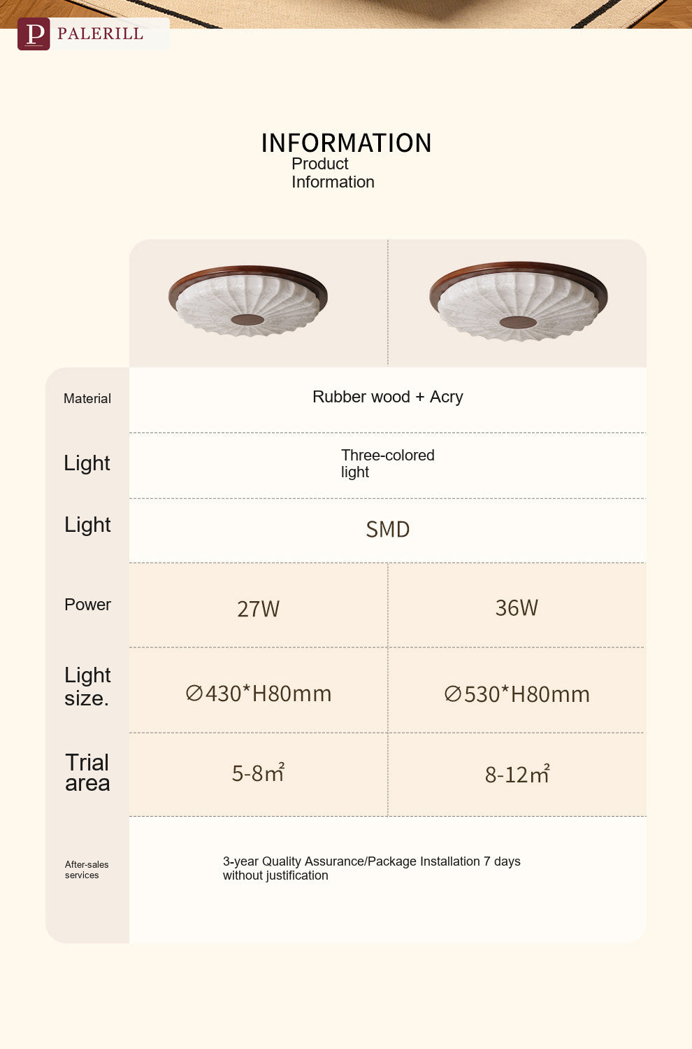 PALERILL | French Vintage Walnut-Pattern Ceiling Light