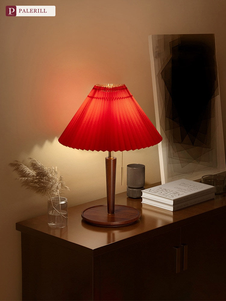 PALERILL | Chinese Pleated Table Lamp in Festive Red