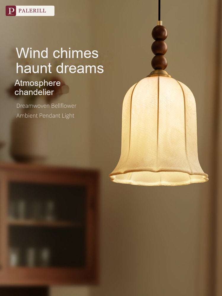 PALERILL | Wabi-Sabi Solid Wood Fabric Dining Pendant Light