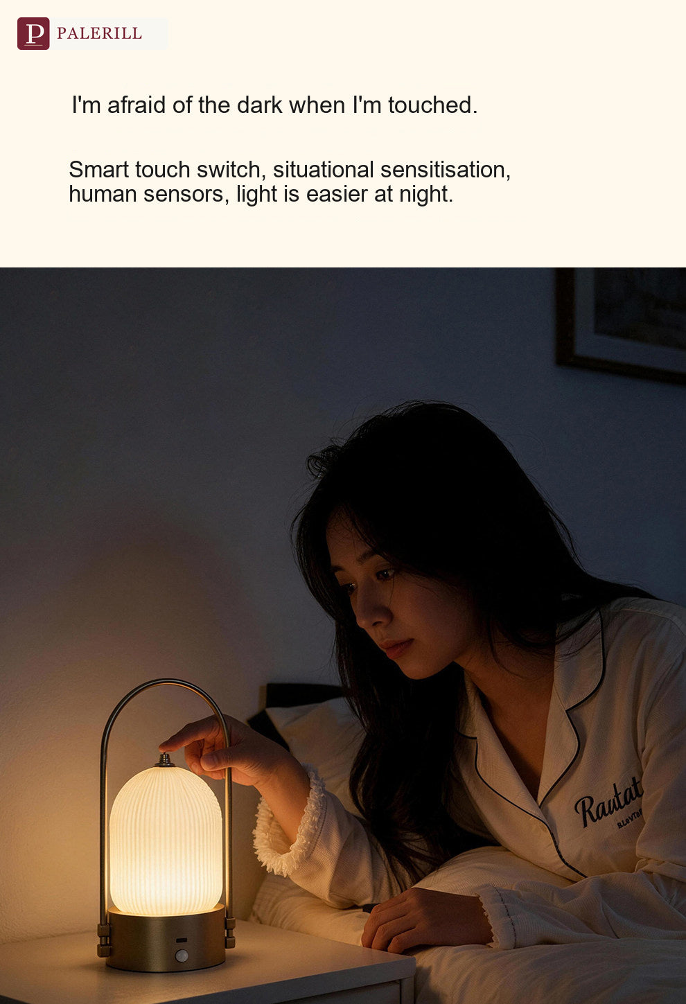 PALERILL | Portable Glazed Glass Table Lamp with Motion Sensor