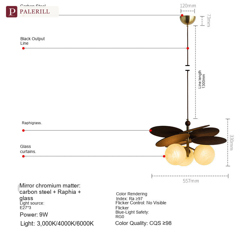 PALERILL | Mid-Century Raffia Pendant Light, Song Aesthetic