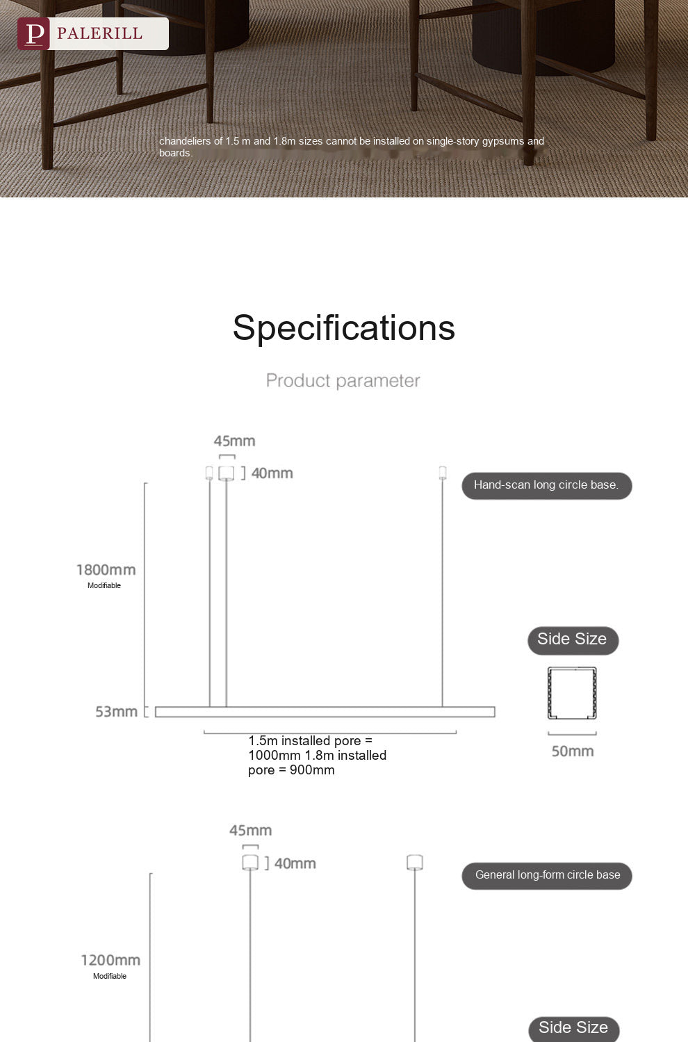 PALERILL | Linear Dining Pendant Light with Height Adjustment
