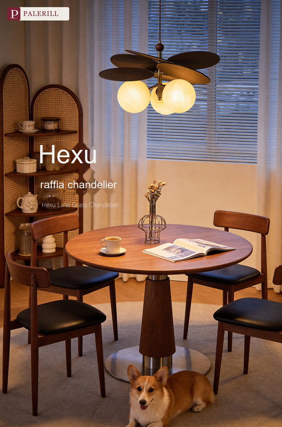 PALERILL | Mid-Century Raffia Pendant Light, Song Aesthetic