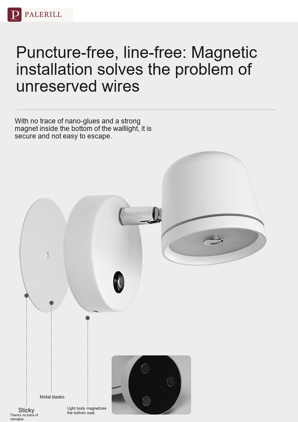 PALERILL | Minimalist Wall-Mounted Bedside Reading Light