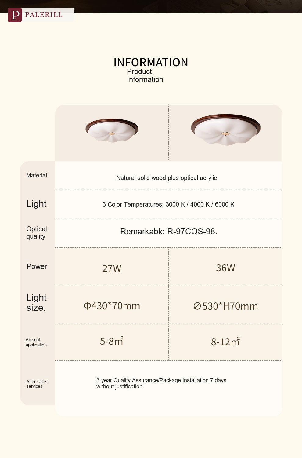PALERILL | Mid-Century Full-Spectrum Ceiling Light