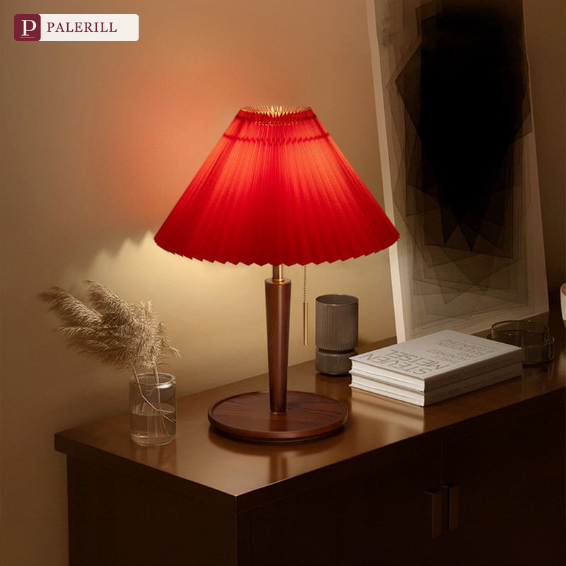 PALERILL | Chinese Pleated Table Lamp in Festive Red