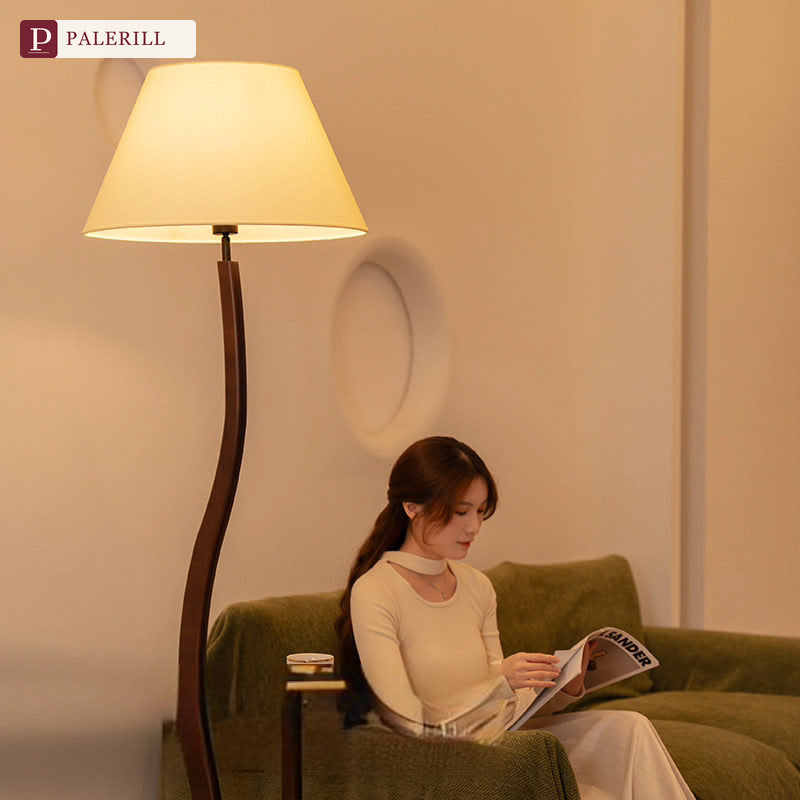 PALERILL | lampadaire intelligent en bois massif avec étagère mid-century