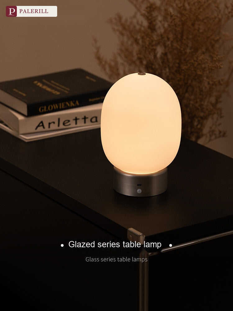 PALERILL | Rechargeable Glazed Glass Table Lamp with Touch & Motion Sensor