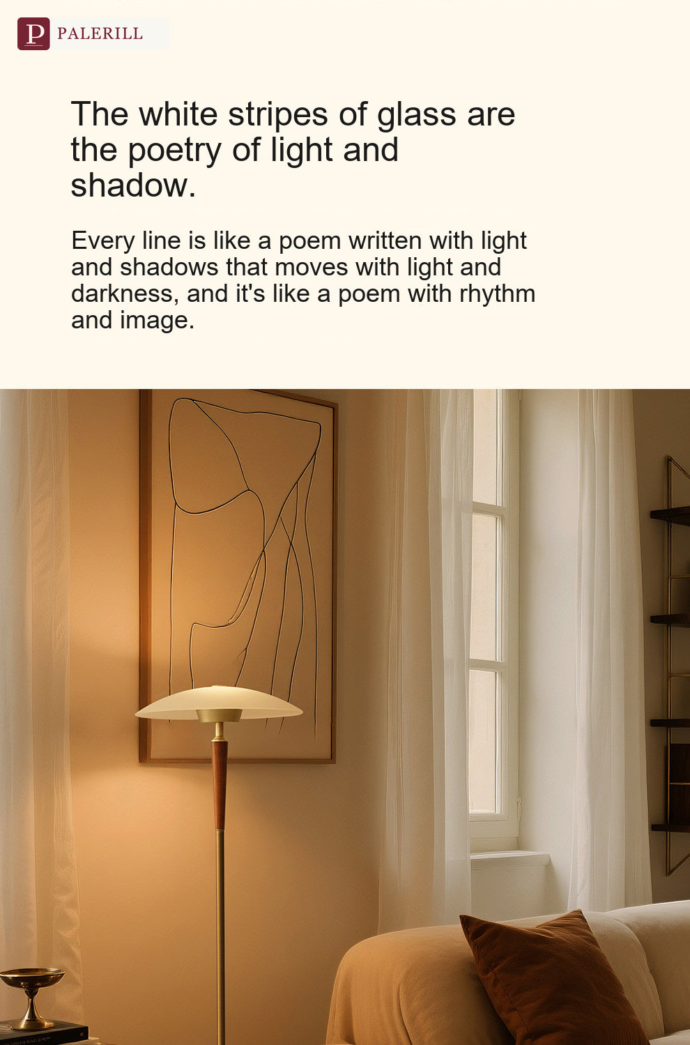 PALERILL | Mid-Century Ambient Floor Lamp, Full Spectrum