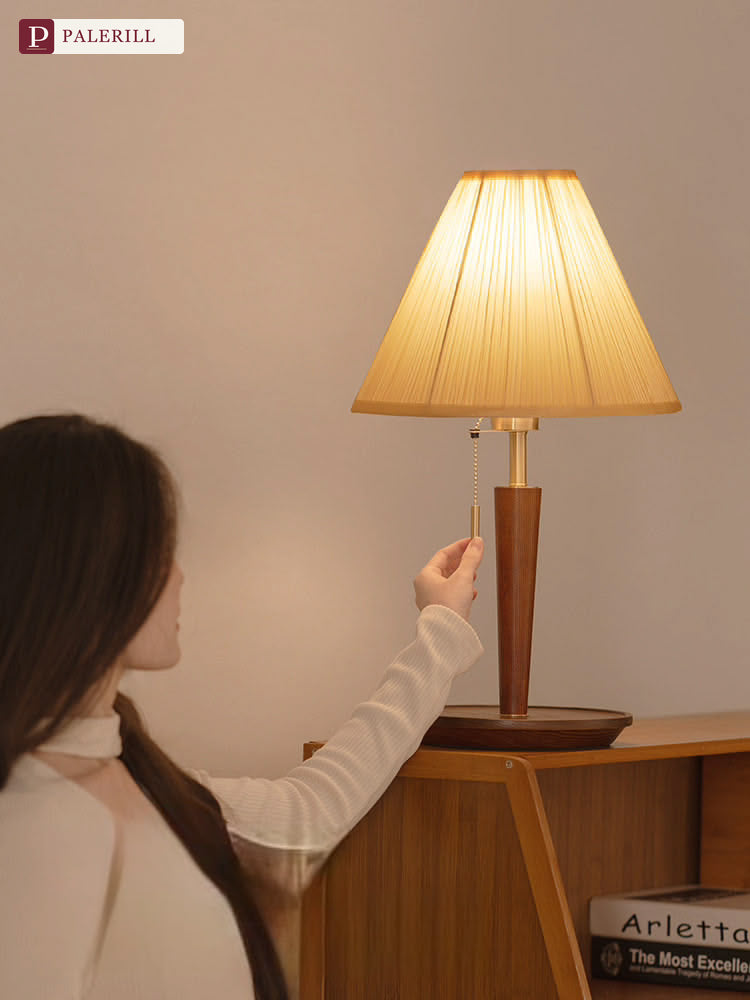 PALERILL | Mid-Century Pleated Walnut Floor Lamp