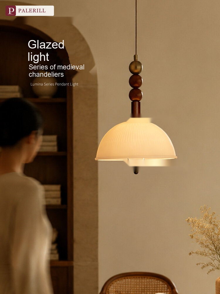 PALERILL | French Vintage Flying Saucer Wood Pendant Light