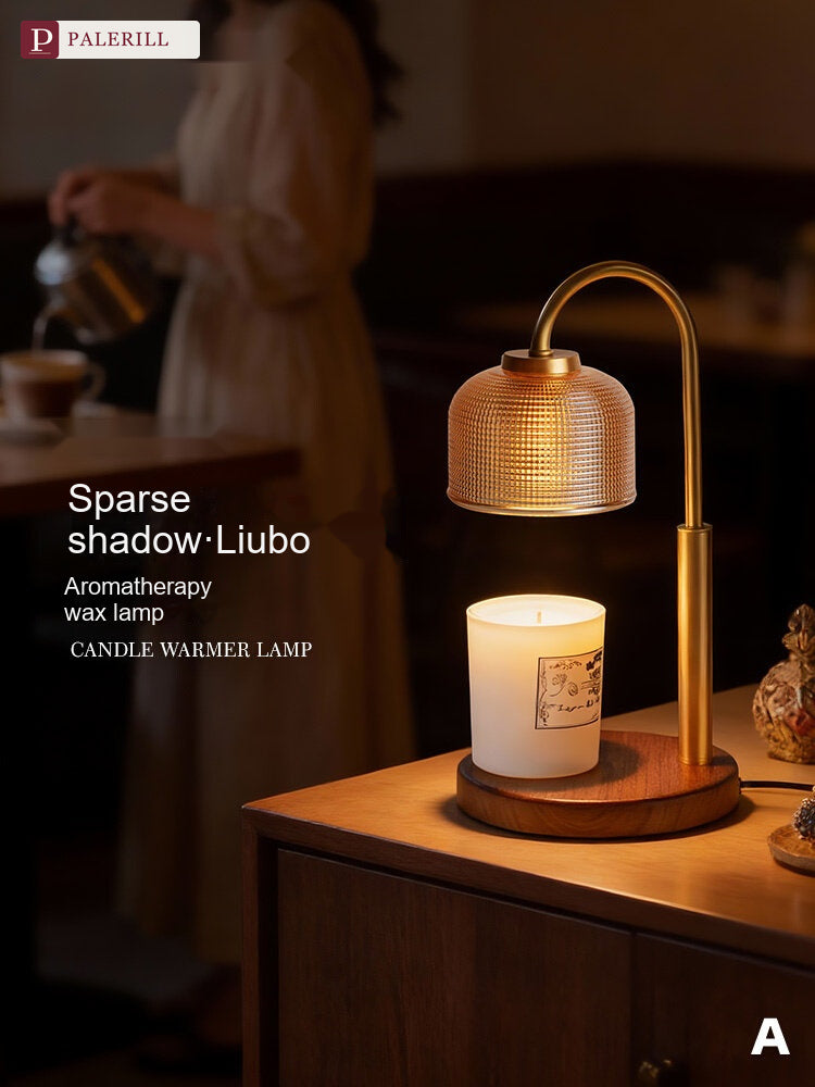 PALERILL | lampe fragrance en laiton et noyer à intensité variable