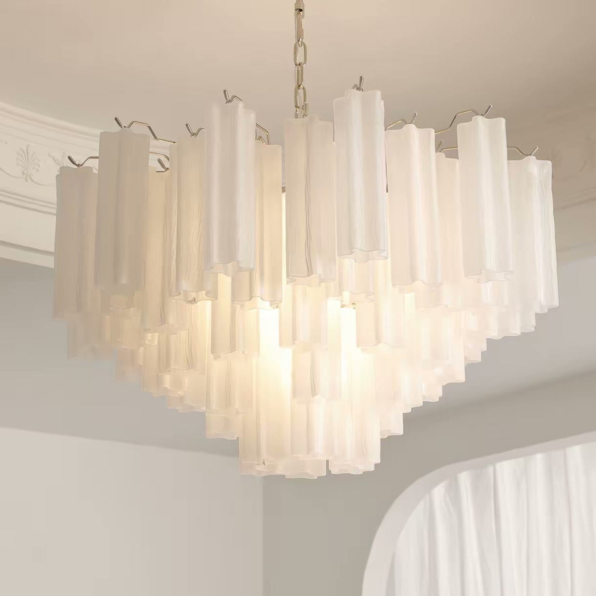 Vintage French Cream Glass Chandelier — PALERILL AM0258