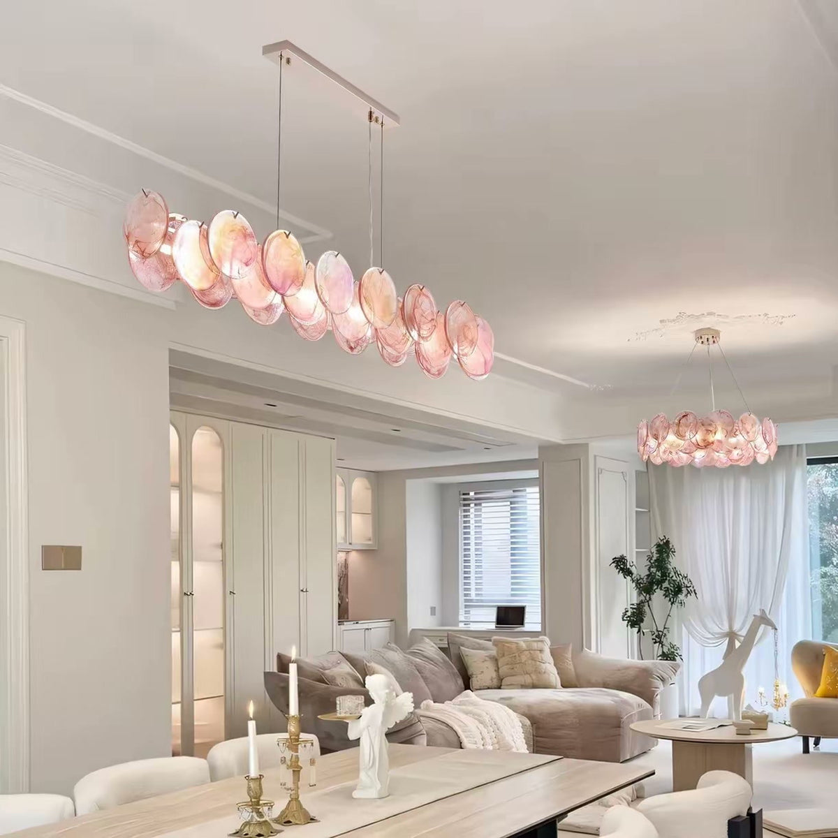 PALERILL AM0260 — Murano Vintage Pink Glass Chandelier (view 4)