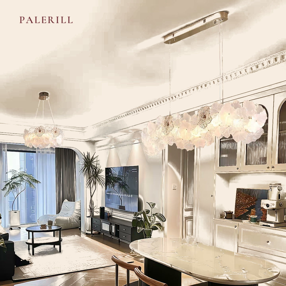 PALERILL AM0261 — French Crystal Petal Chandelier (view 4)