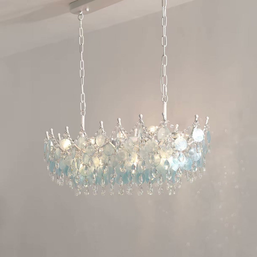 Vintage Blue Shell & Crystal Chandelier — PALERILL AM0262