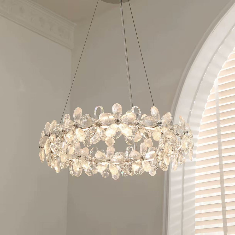 French Pink Crystal Petal Chandelier — PALERILL AM0264