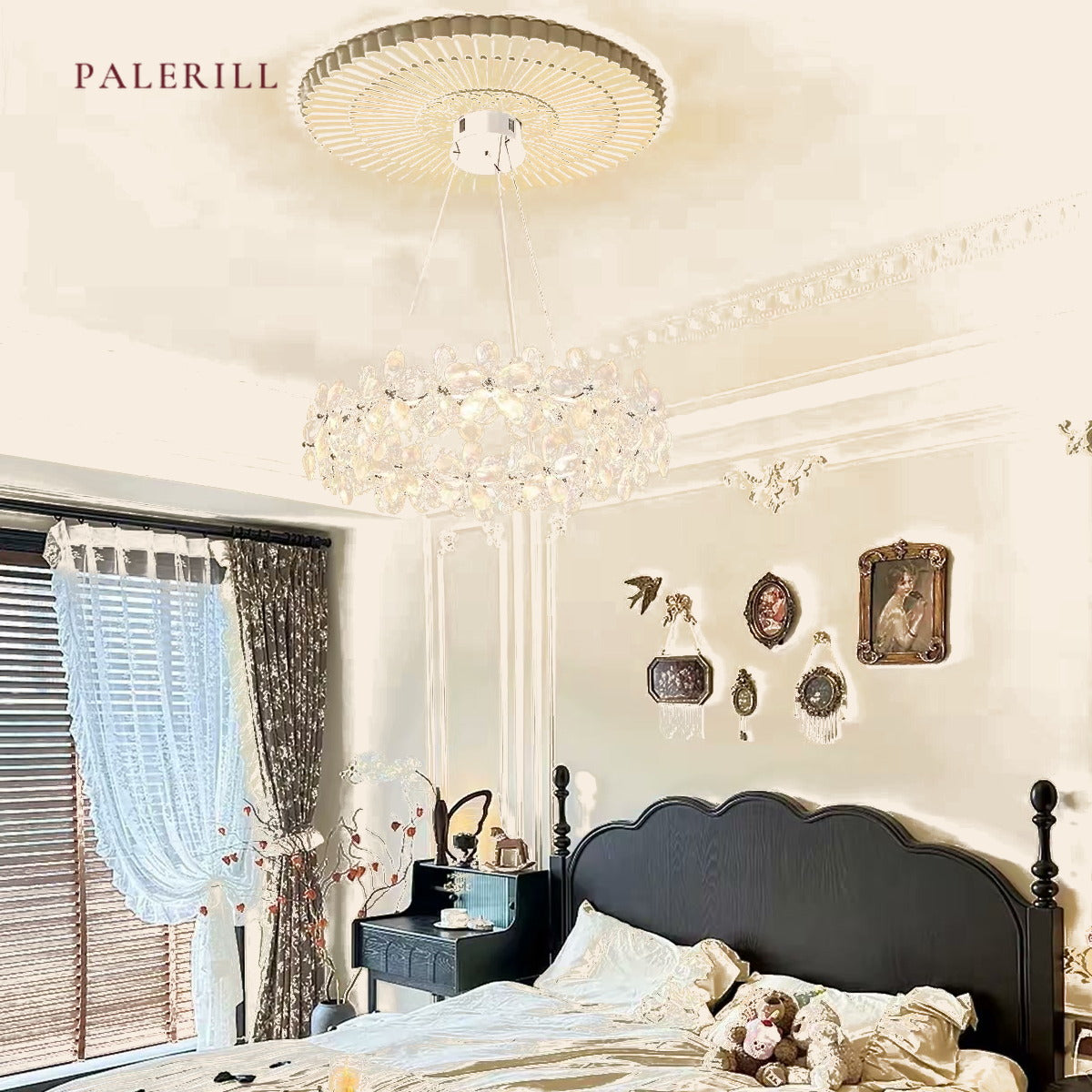 PALERILL AM0264 — French Pink Crystal Petal Chandelier (view 3)