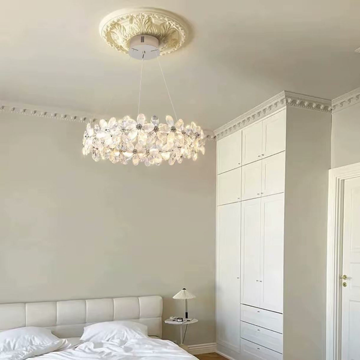 PALERILL AM0269 — French Cream Crystal Petal Chandelier (view 4)