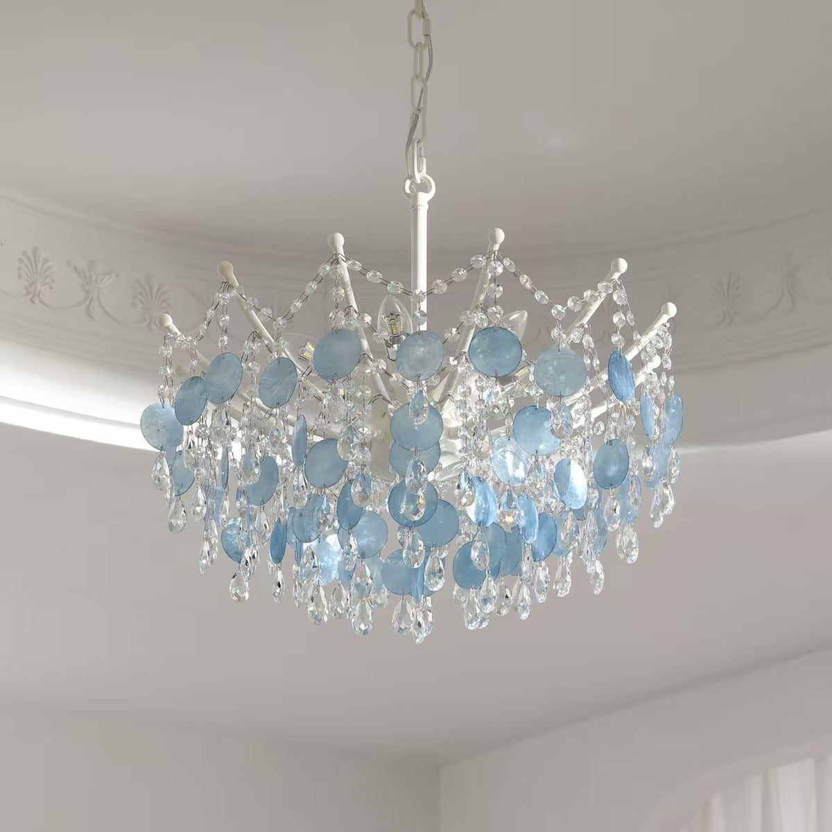 French Vintage Blue Shell Chandelier — PALERILL AM0272
