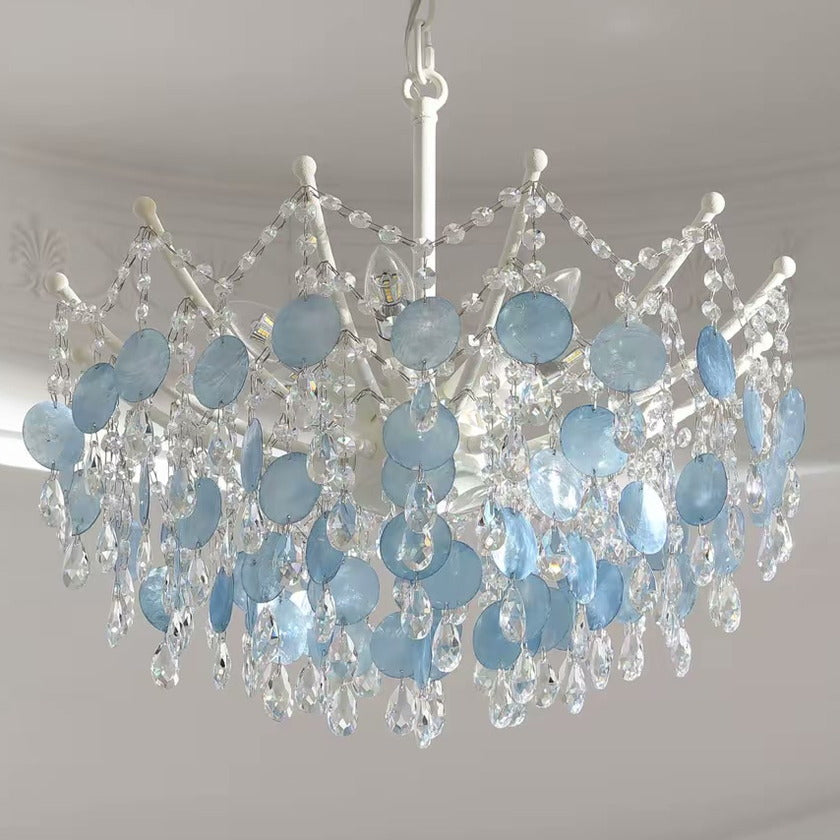 PALERILL AM0272 — French Vintage Blue Shell Chandelier (view 2)