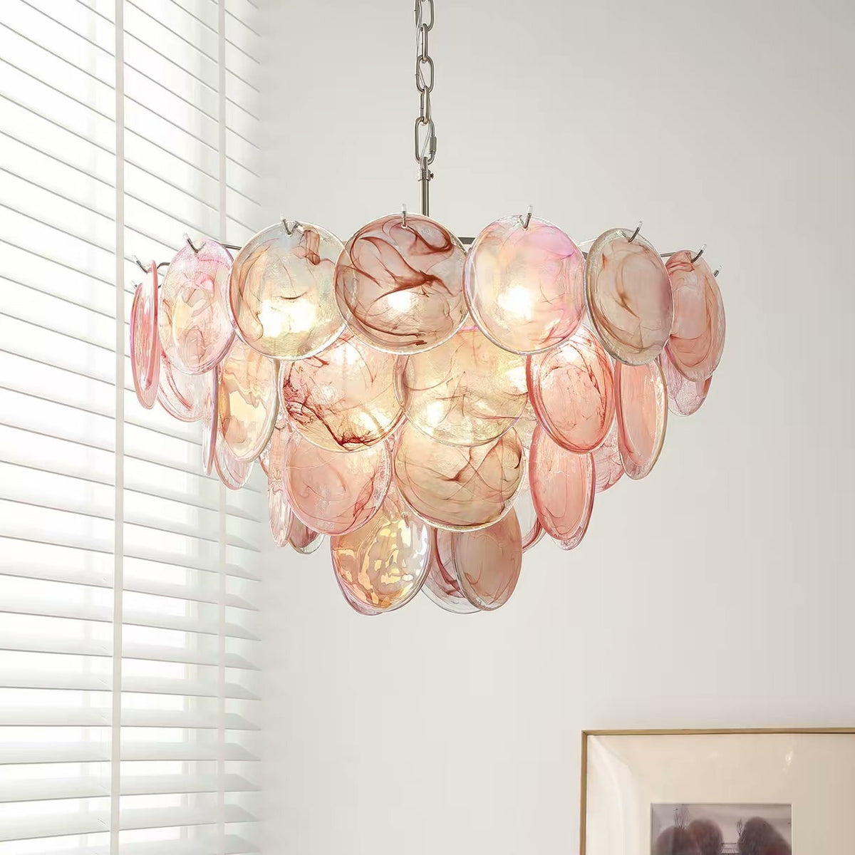 PALERILL AM0276 — Romantic French Pink Crystal Chandelier (view 2)