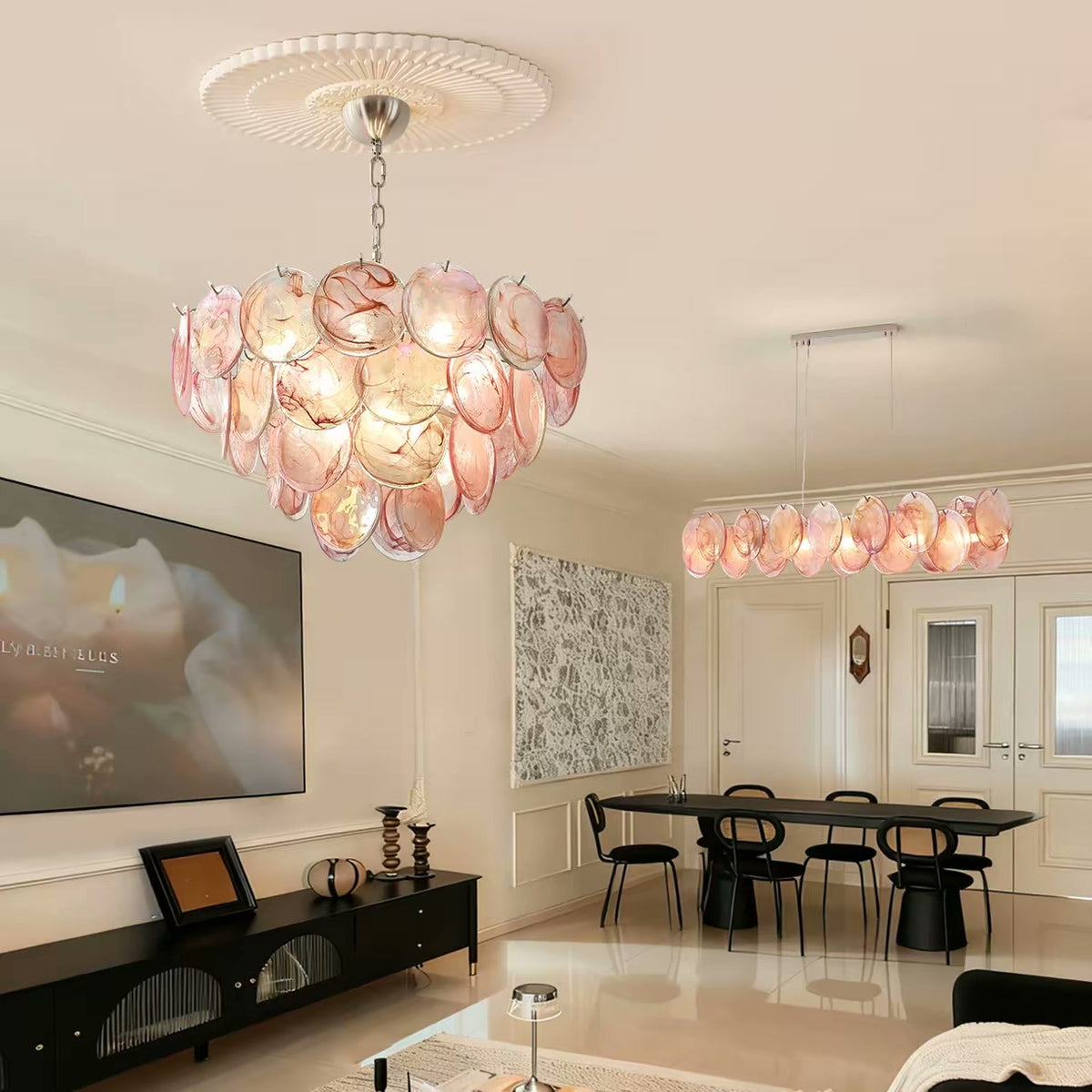 PALERILL AM0276 — Romantic French Pink Crystal Chandelier (view 4)