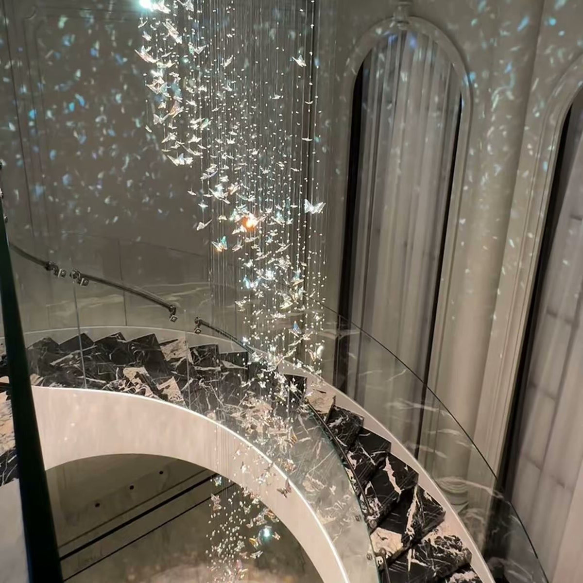 PALERILL AM0284 — Loft Stairwell Butterfly Crystal Chandelier (view 2)