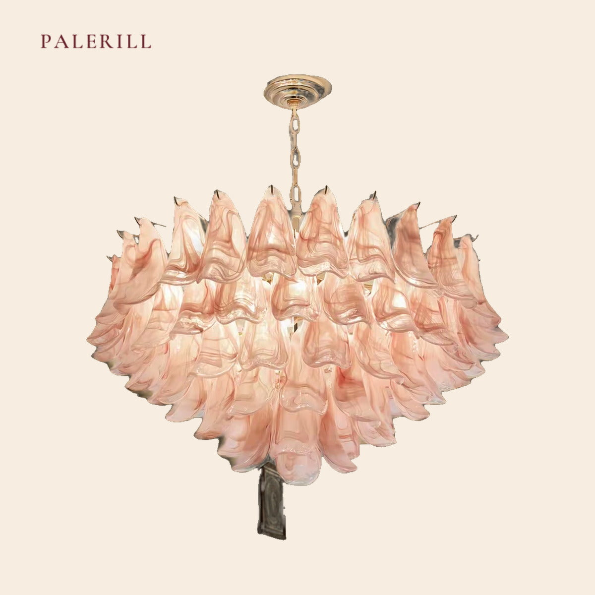 French Pink Petal Glass Chandelier — PALERILL AM0293