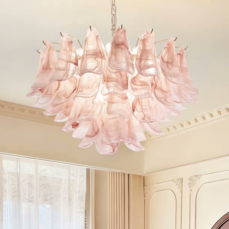 French Pink Petal Glass Chandelier — PALERILL AM0293