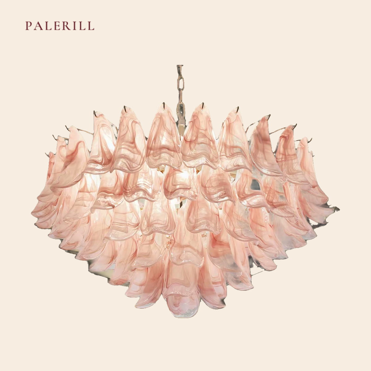 PALERILL AM0293 — French Pink Petal Glass Chandelier (view 2)