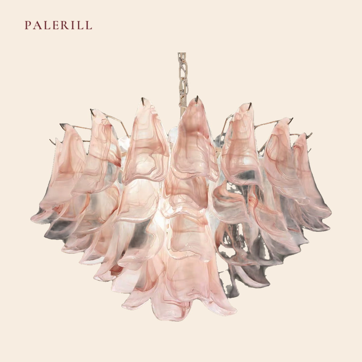 PALERILL AM0293 — French Pink Petal Glass Chandelier (view 3)