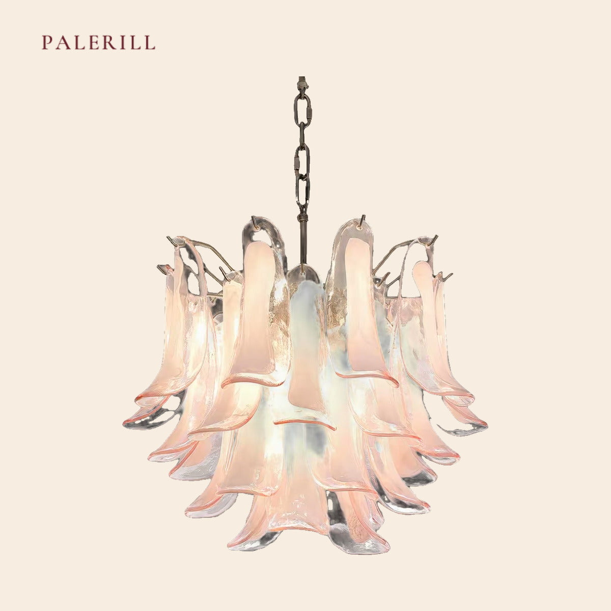 PALERILL AM0295 — Murano Pink Glass Bedroom Chandelier (view 2)