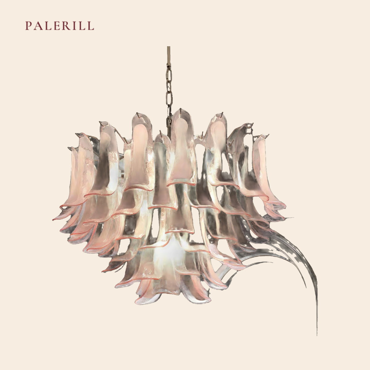PALERILL AM0295 — Murano Pink Glass Bedroom Chandelier (view 3)