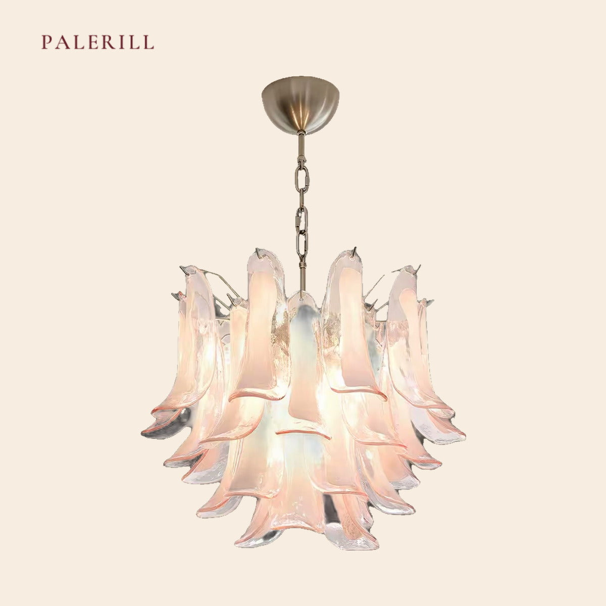 PALERILL AM0295 — Murano Pink Glass Bedroom Chandelier (view 4)