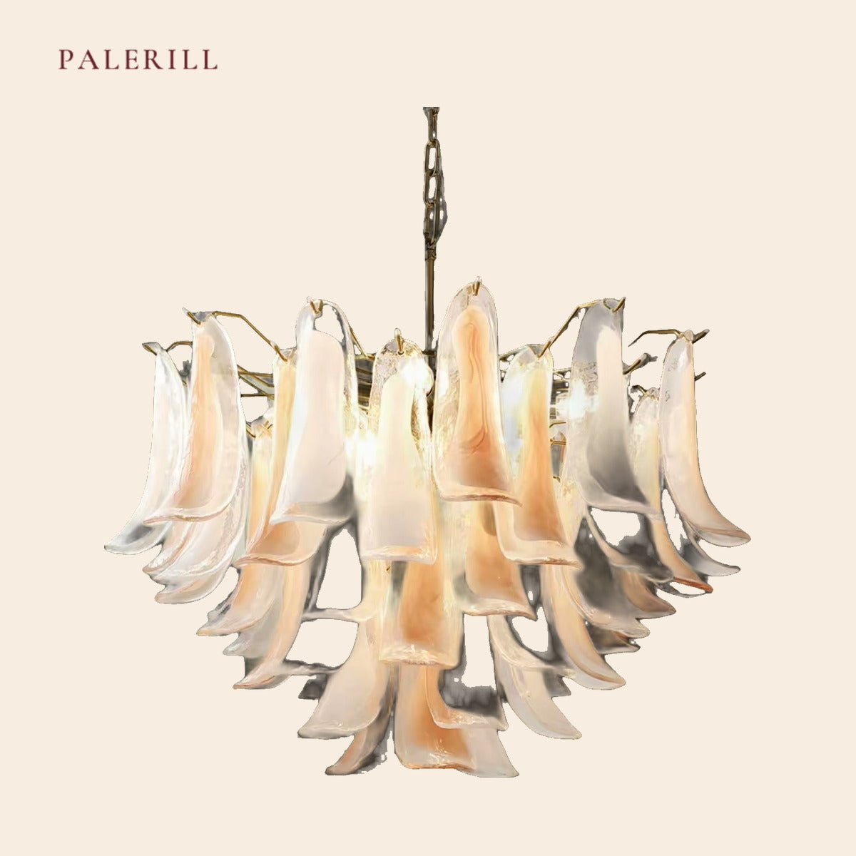 PALERILL AM0296 — Amber Glass Murano Chandelier (view 2)