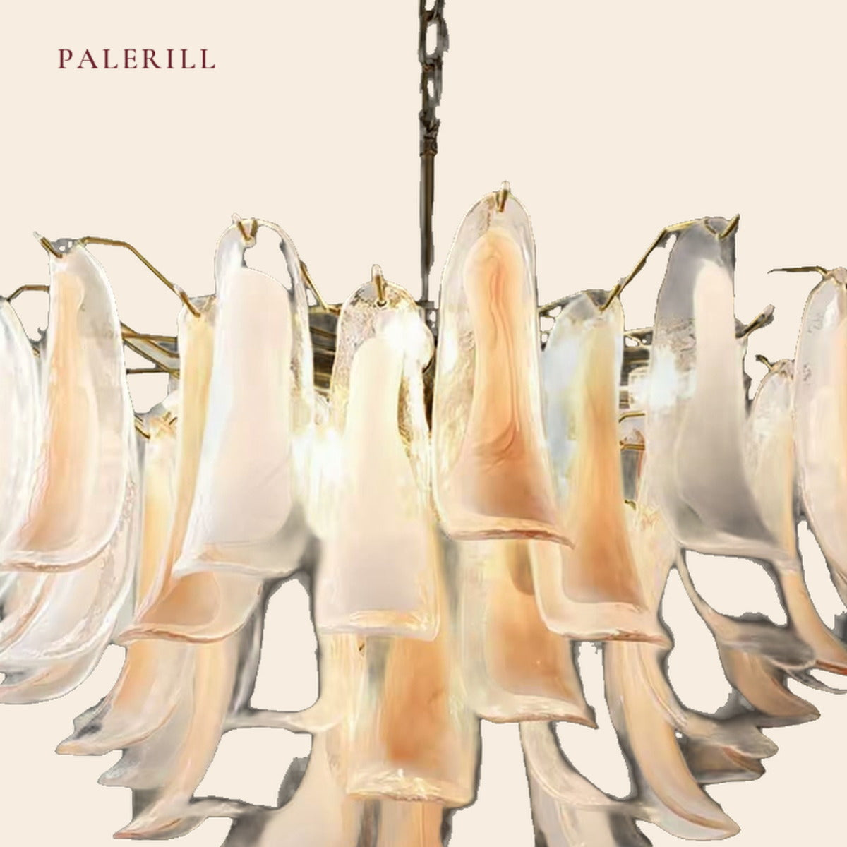 PALERILL AM0296 — Amber Glass Murano Chandelier (view 3)
