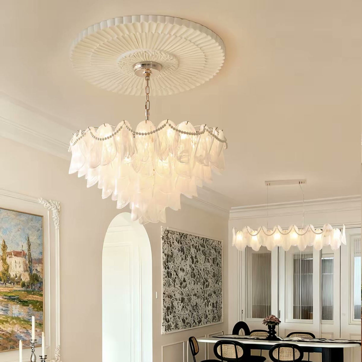PALERILL AM0297 — French Cloud Glass Pearl Chandelier (view 3)