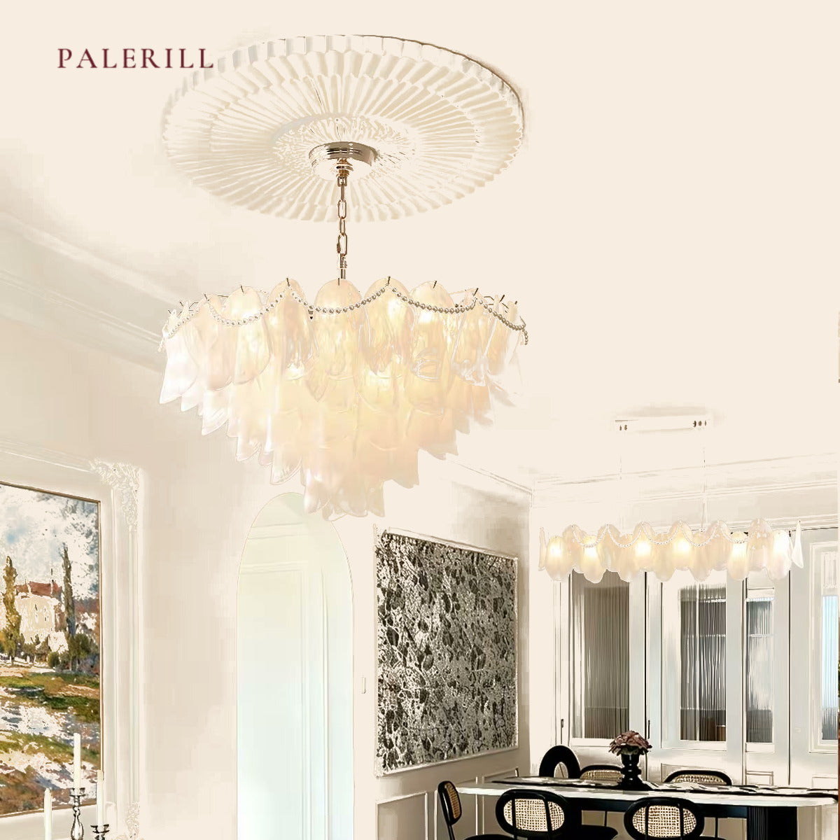 PALERILL AM0297 — French Cloud Glass Pearl Chandelier (view 4)
