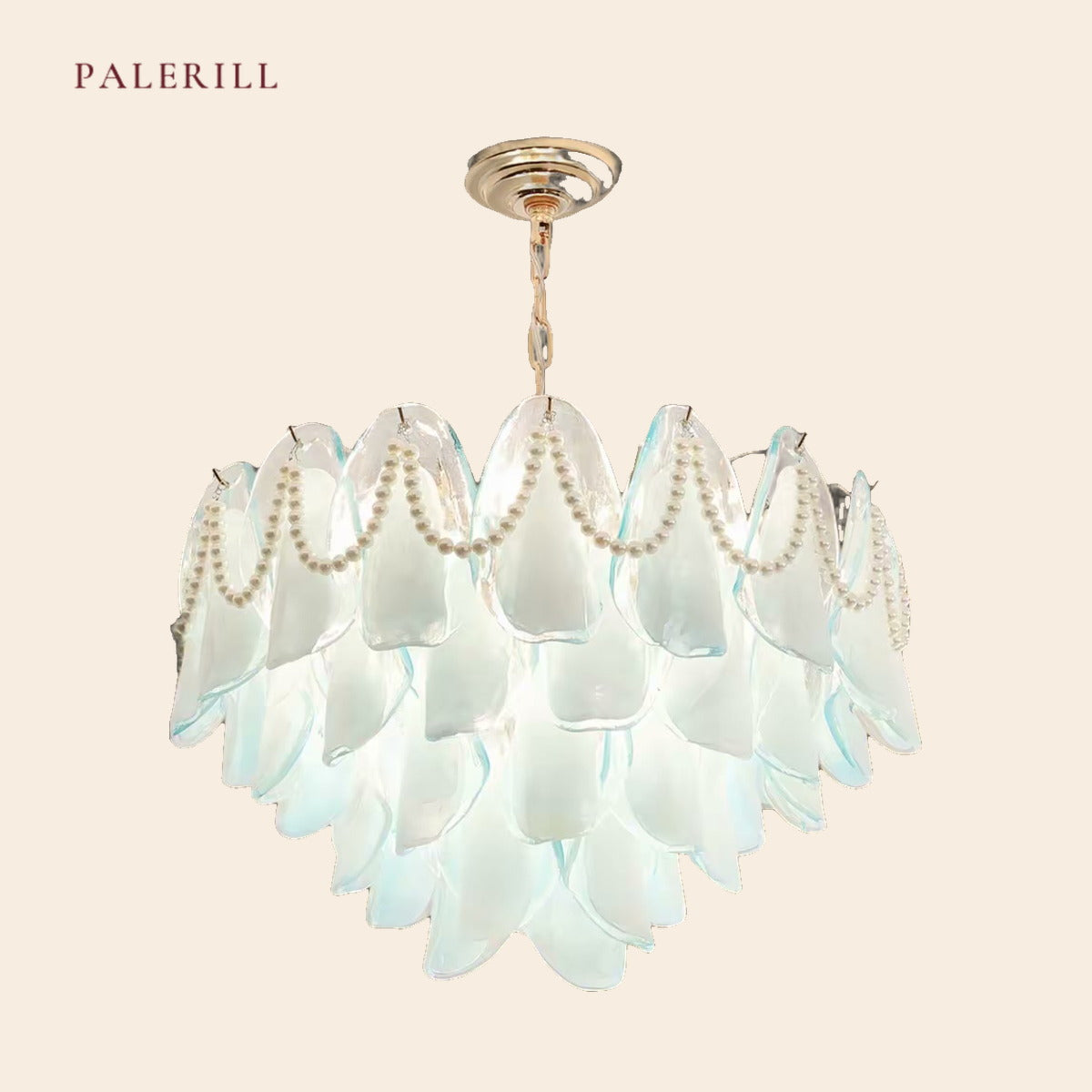 French Pearl Chain Petal Chandelier — PALERILL AM0299