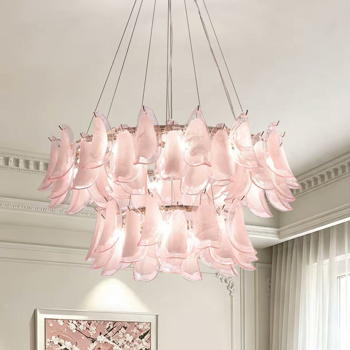 French Vintage Petal Glass Chandelier — PALERILL AM0305