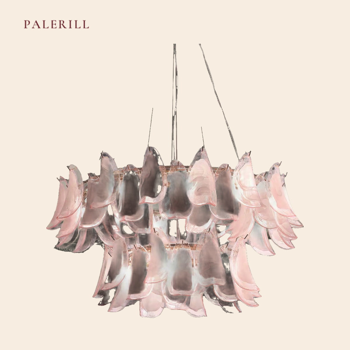 PALERILL AM0305 — French Vintage Petal Glass Chandelier (view 3)