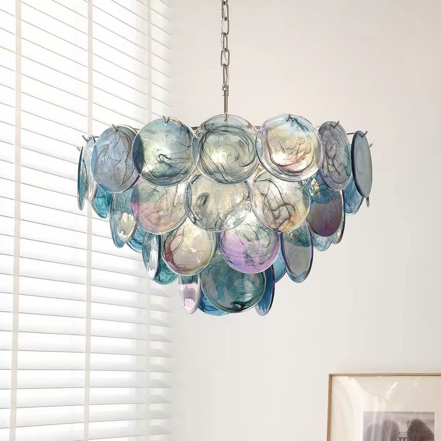 Designer Murano Iridescent Glass Chandelier — PALERILL AM0308