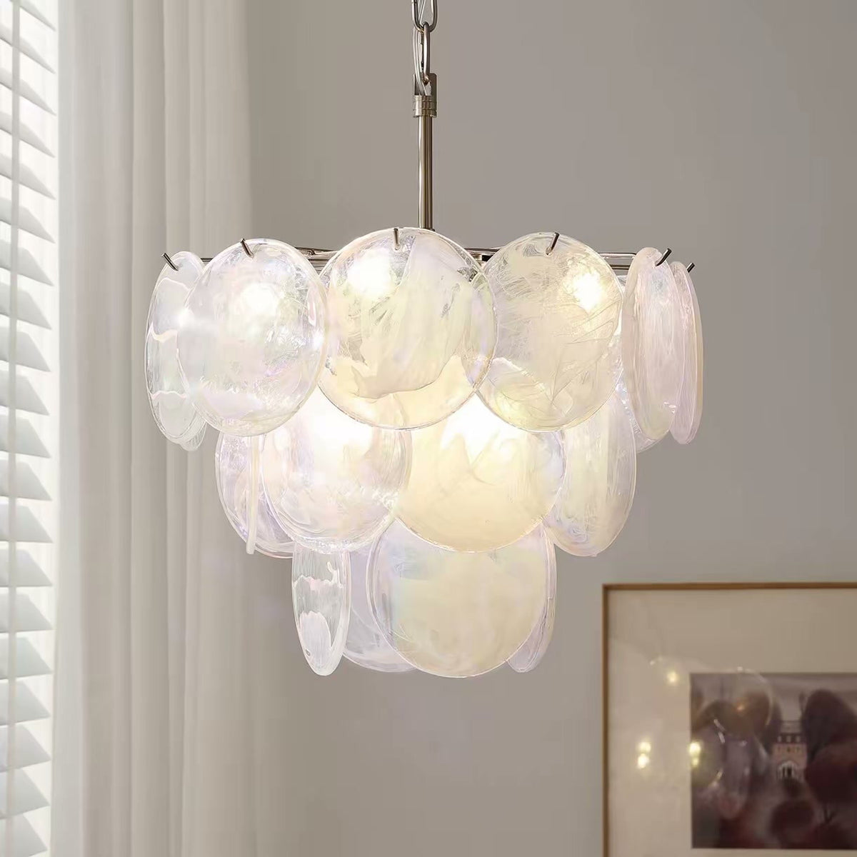 PALERILL AM0308 — Designer Murano Iridescent Glass Chandelier (view 3)