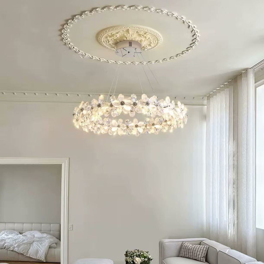 French Cream Flower Crystal Chandelier — PALERILL AM0310