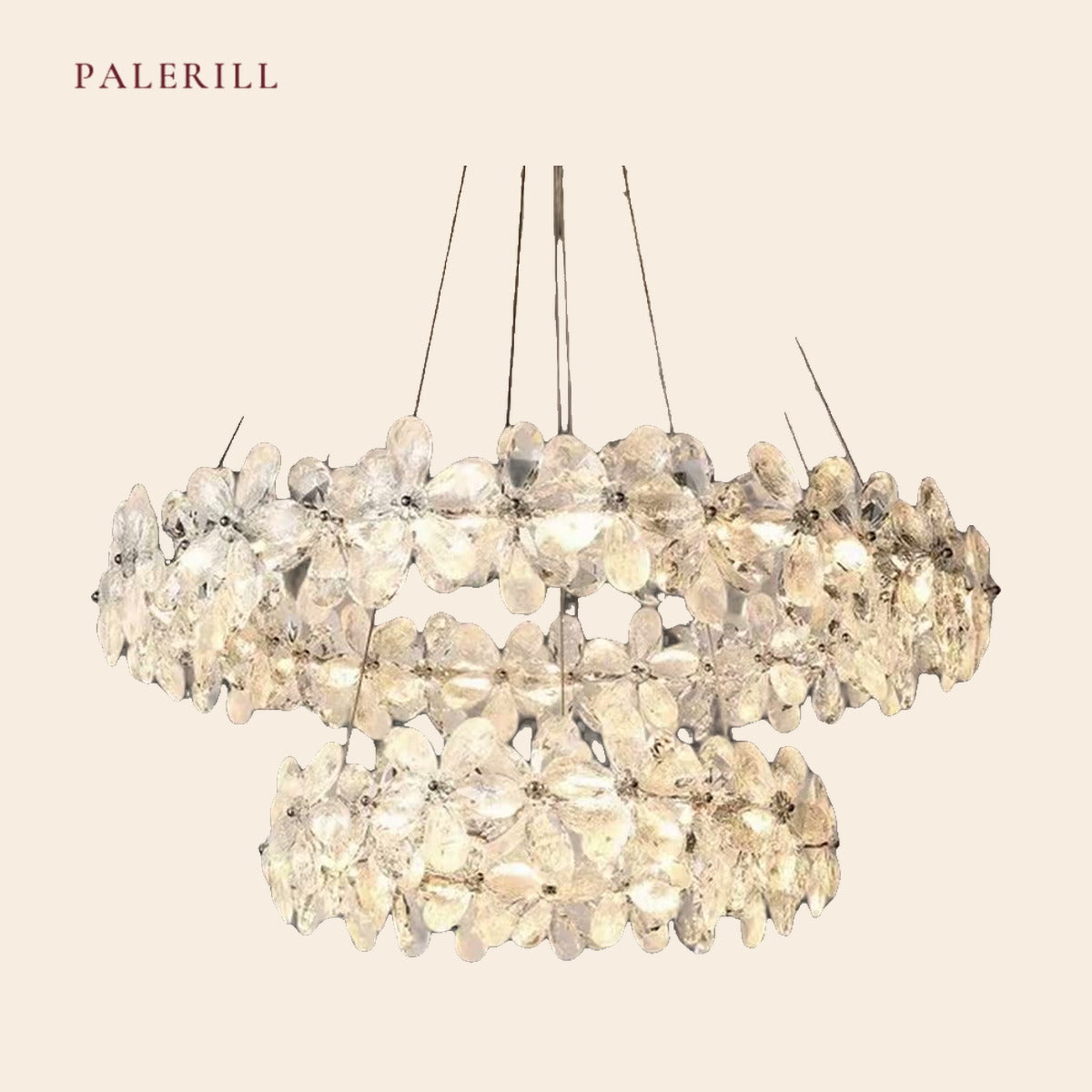 PALERILL AM0310 — French Cream Flower Crystal Chandelier (view 3)