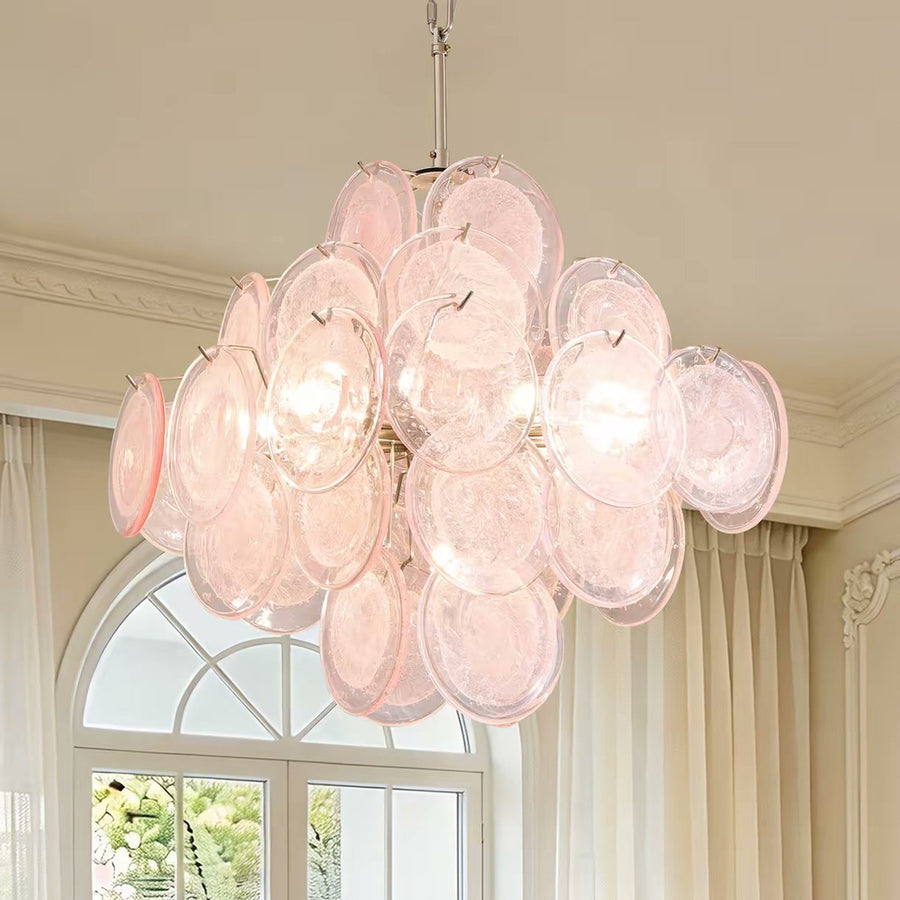 Murano Pink Glass Disc Chandelier — PALERILL AM0313