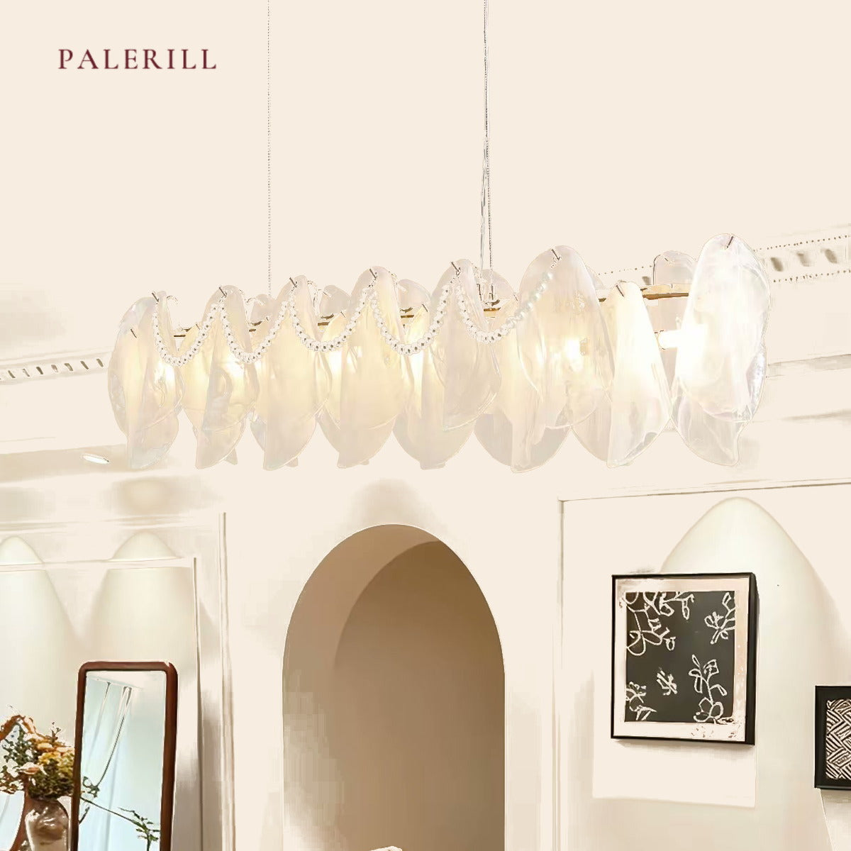 Cream Cloud Glass Linear Chandelier — PALERILL AM0314