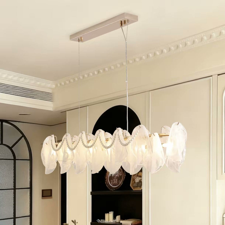 Cream Cloud Glass Linear Chandelier — PALERILL AM0314