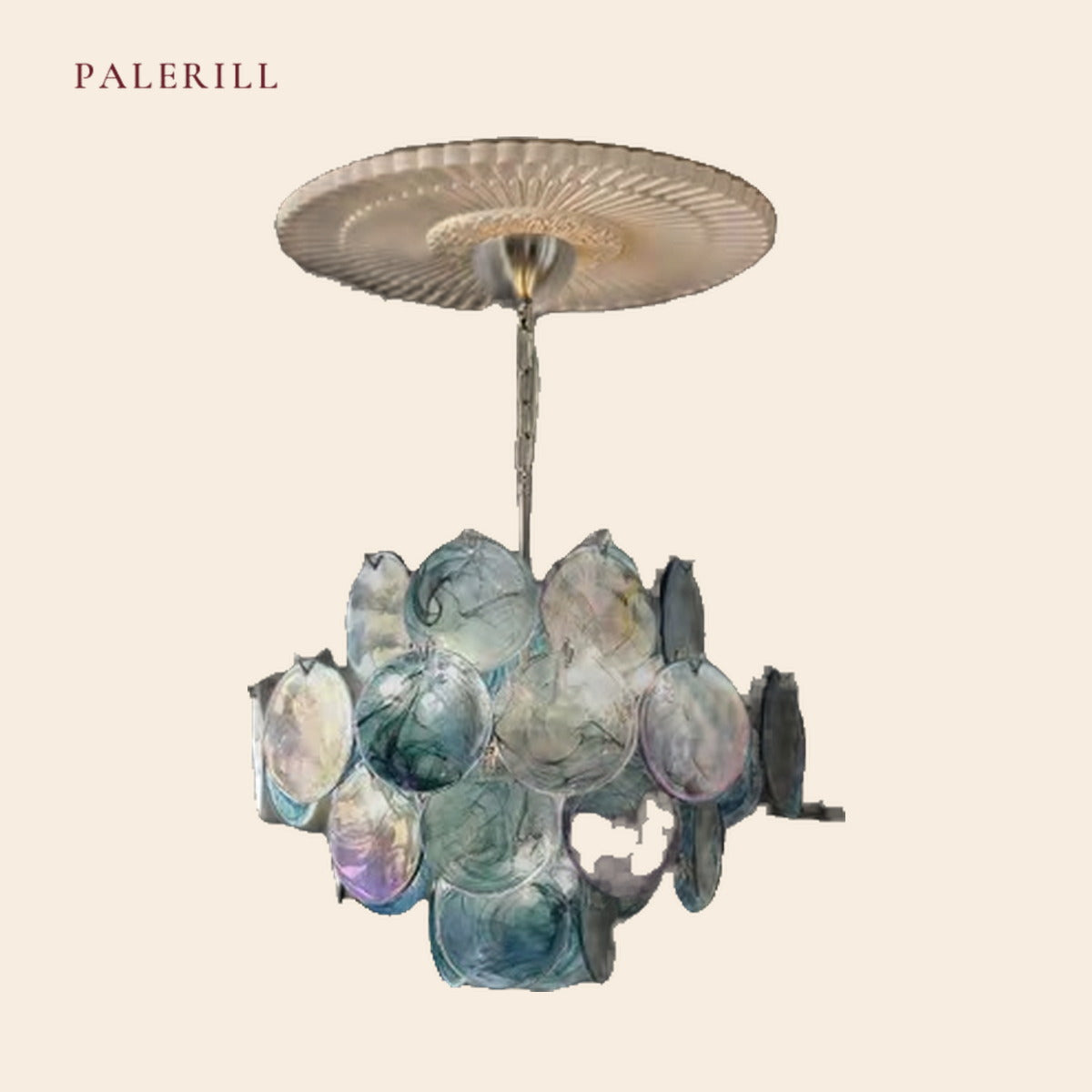 PALERILL AM0315 — French Vintage Bubble Glass Chandelier (view 4)